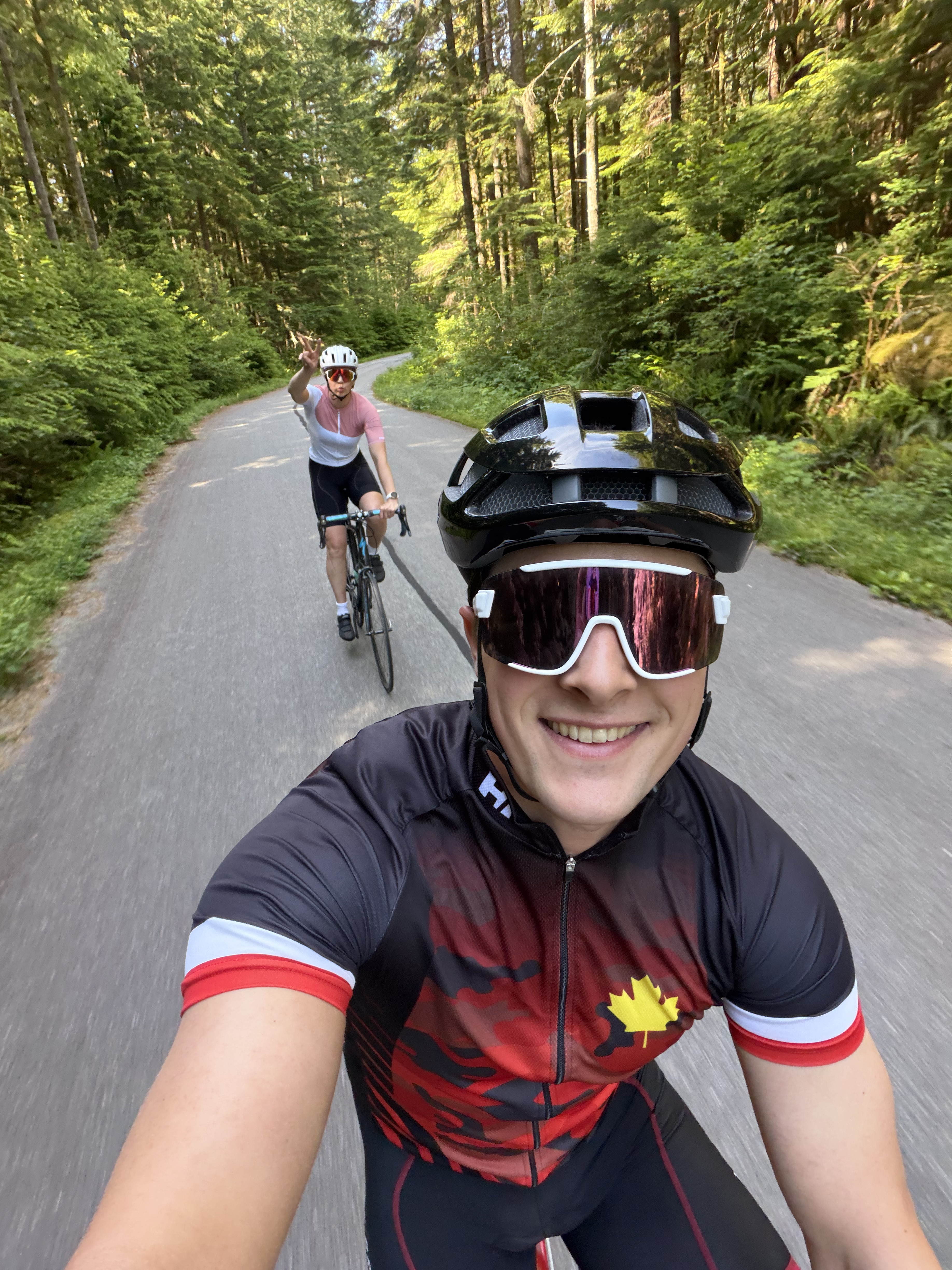 Road riding in the Seymour demo forest