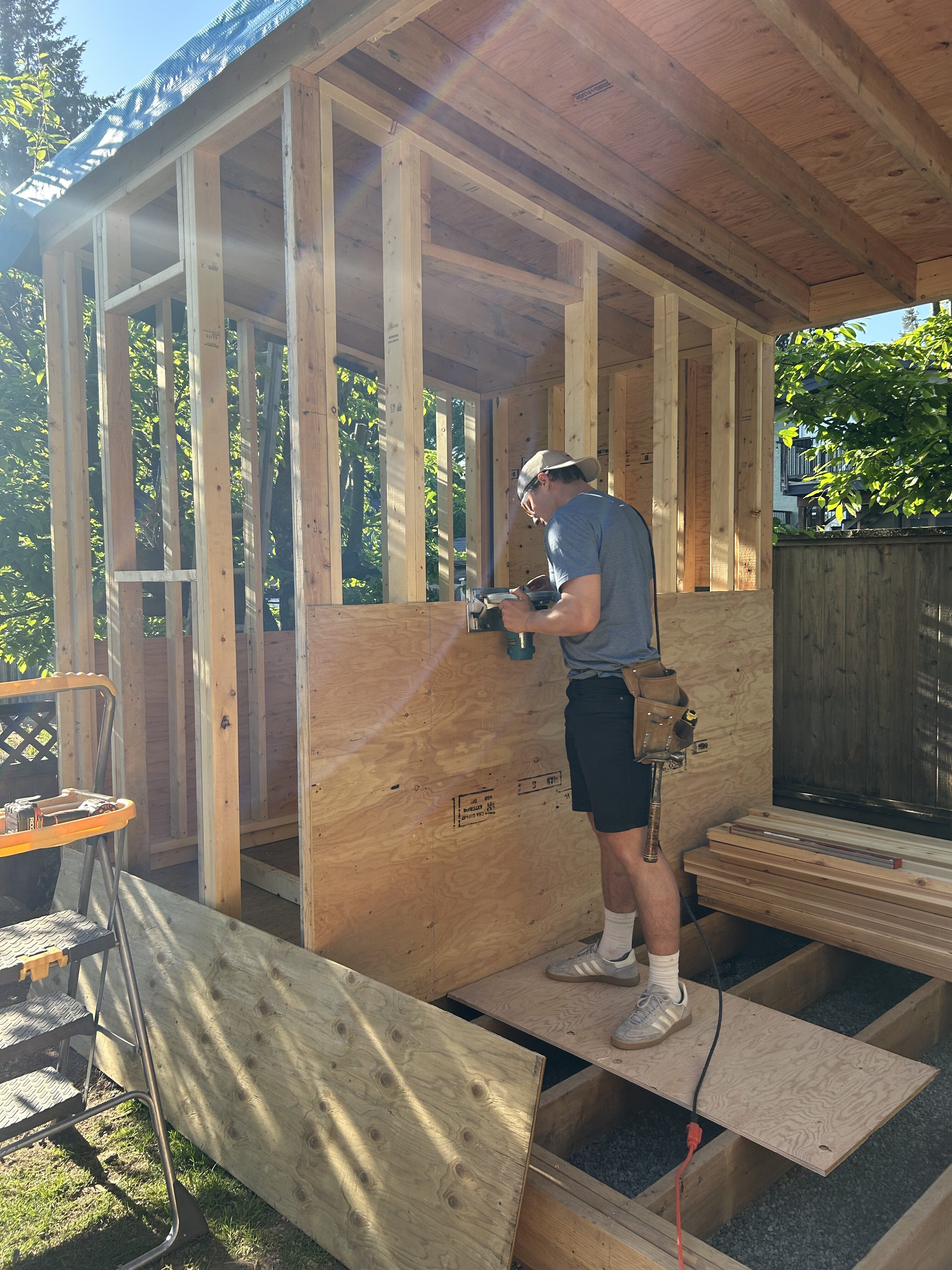 Working on the sauna frame